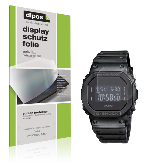 Matte Displayschutzfolie von dipos passend für Casio DW-5600UUB-1ER, präziser Zuschnitt und blasenfrei montiert