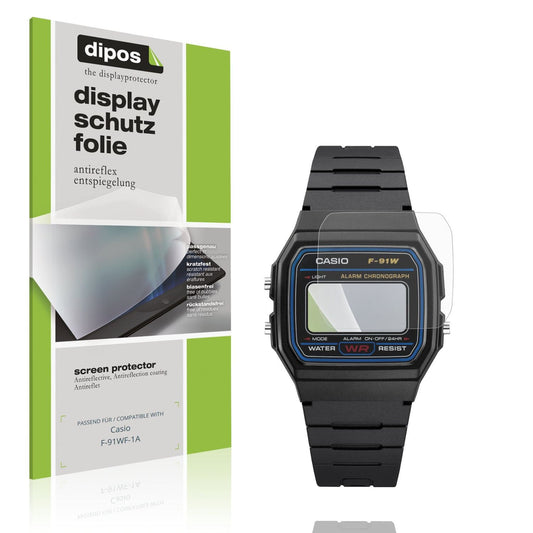 Matte Displayschutzfolie von dipos passend für Casio F-91WF-1A, präziser Zuschnitt und blasenfrei montiert