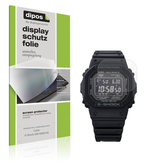Matte Displayschutzfolie von dipos passend für Casio G-Shock GW-5000-HS, präziser Zuschnitt und blasenfrei montiert