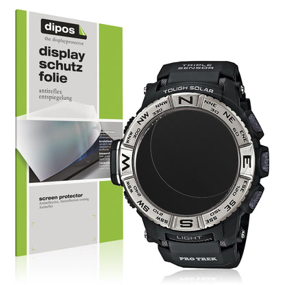 Matte Displayschutzfolie von dipos passend für Casio Pro Trek PRW-3500-1, präziser Zuschnitt und blasenfrei montiert