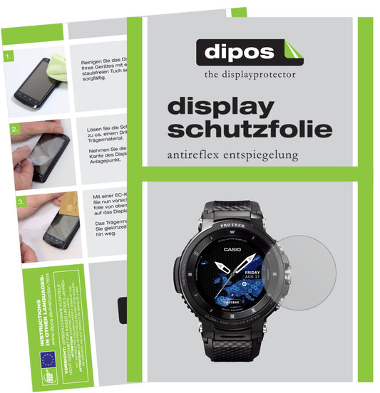 Matte Displayschutzfolie von dipos passend für Casio Pro Trek smart WSD-F30, präziser Zuschnitt und blasenfrei montiert