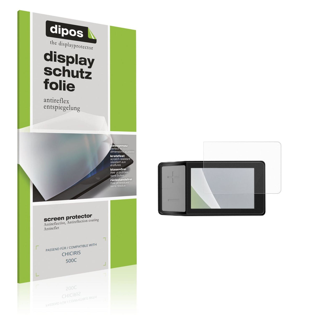 Matte Displayschutzfolie von dipos passend für CHICIRIS 500C, präziser Zuschnitt und blasenfrei montiert