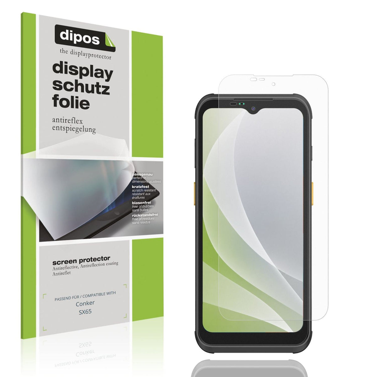 Matte Displayschutzfolie von dipos passend für Conker SX65, präziser Zuschnitt und blasenfrei montiert