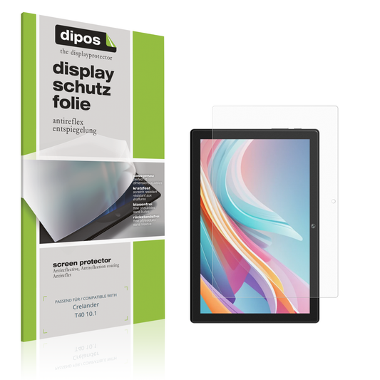 Matte Displayschutzfolie von dipos passend für Crelander T40 10.1, präziser Zuschnitt und blasenfrei montiert