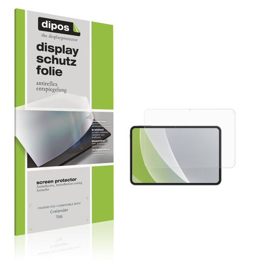 Matte Displayschutzfolie von dipos passend für Crelander T66, präziser Zuschnitt und blasenfrei montiert