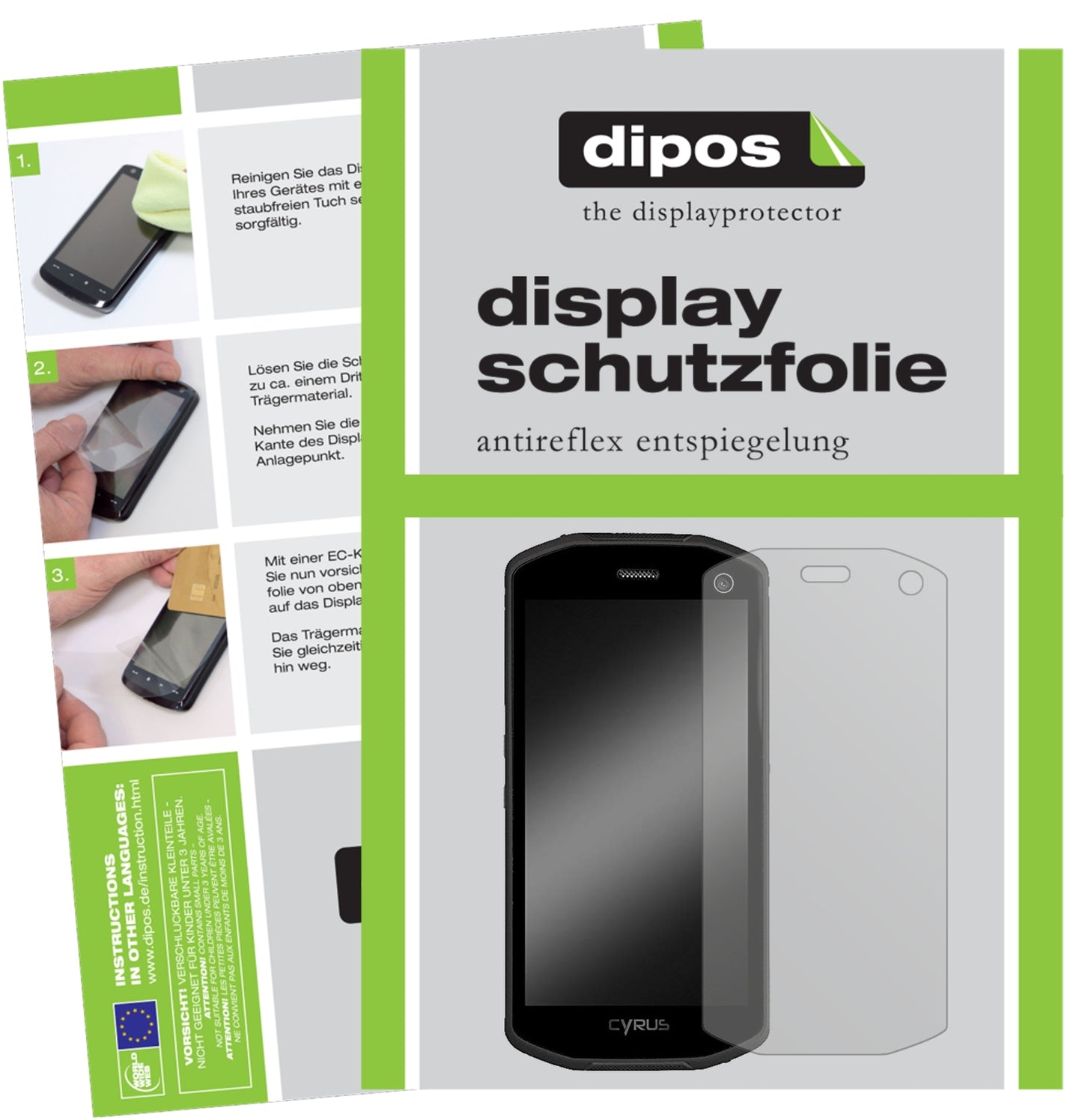 Matte Displayschutzfolie von dipos passend für Cyrus CS28 Hipster, präziser Zuschnitt und blasenfrei montiert