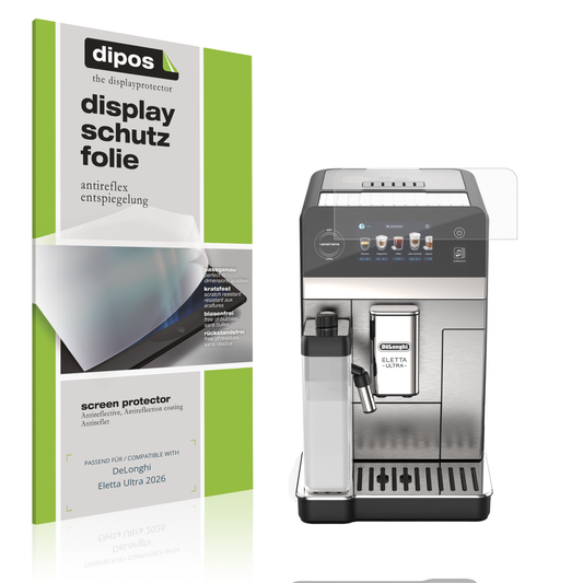 Matte Displayschutzfolie von dipos passend für DeLonghi Eletta Ultra 2026, präziser Zuschnitt und blasenfrei montiert