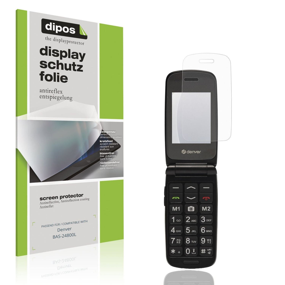 Matte Displayschutzfolie von dipos passend für Denver BAS-24800L, präziser Zuschnitt und blasenfrei montiert
