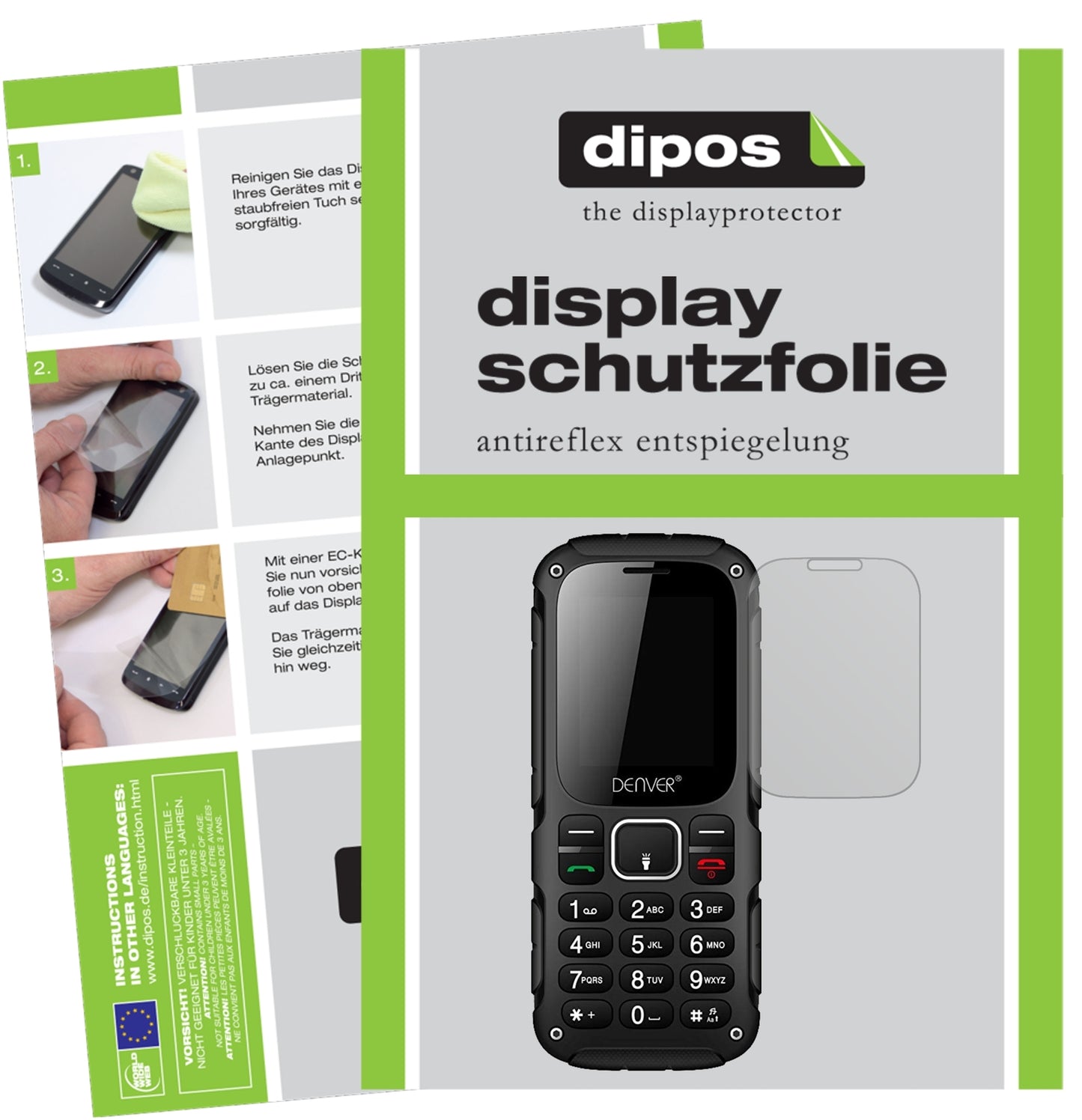 Matte Displayschutzfolie von dipos passend für DENVER WAS-18110M, präziser Zuschnitt und blasenfrei montiert