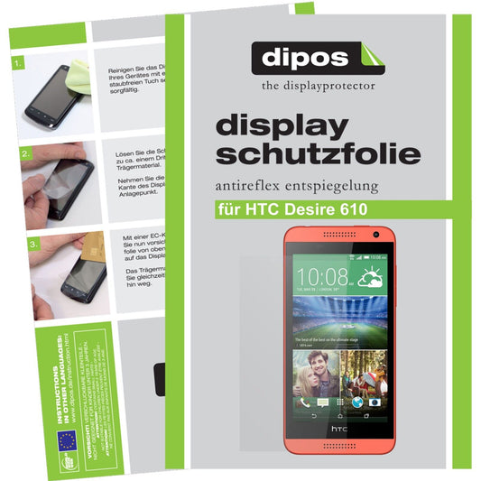 Matte Displayschutzfolie von dipos passend für Desire 610 HTC, präziser Zuschnitt und blasenfrei montiert