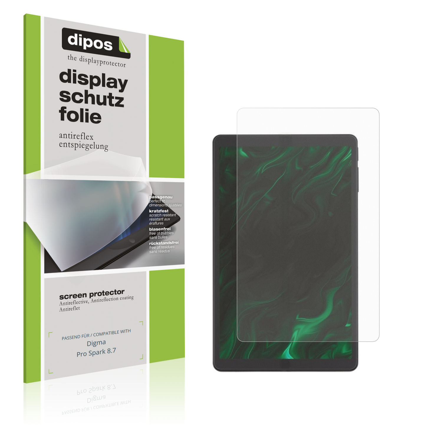Matte Displayschutzfolie von dipos passend für Digma Pro Spark 8.7, präziser Zuschnitt und blasenfrei montiert