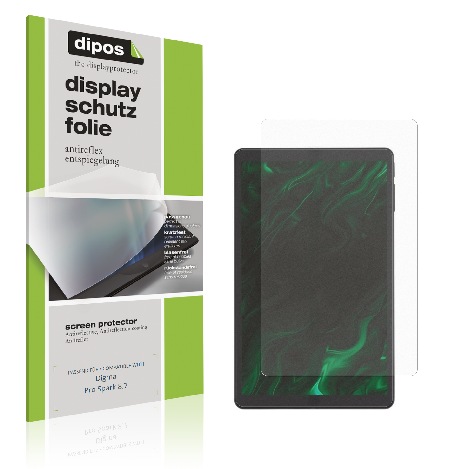 Matte Displayschutzfolie von dipos passend für Digma Pro Spark 8.7, präziser Zuschnitt und blasenfrei montiert