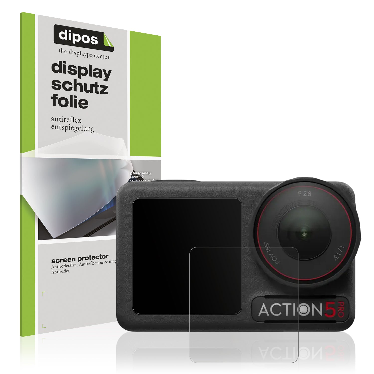 Matte Displayschutzfolie von dipos passend für Dij Osmo Action 5 Pro, präziser Zuschnitt und blasenfrei montiert