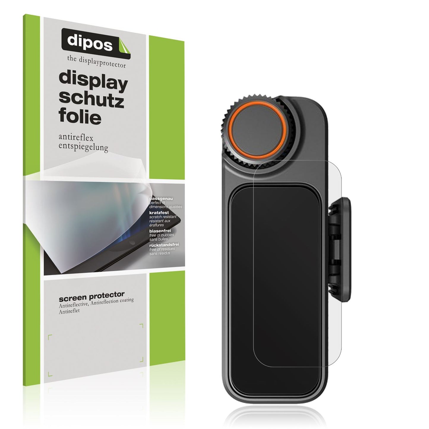 Matte Displayschutzfolie von dipos passend für DJI Mic 3 Receiver, präziser Zuschnitt und blasenfrei montiert