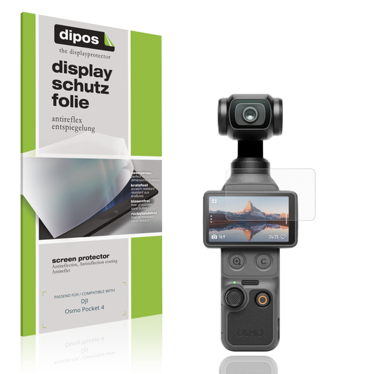 Matte Displayschutzfolie von dipos passend für DJI Osmo Pocket 4, präziser Zuschnitt und blasenfrei montiert