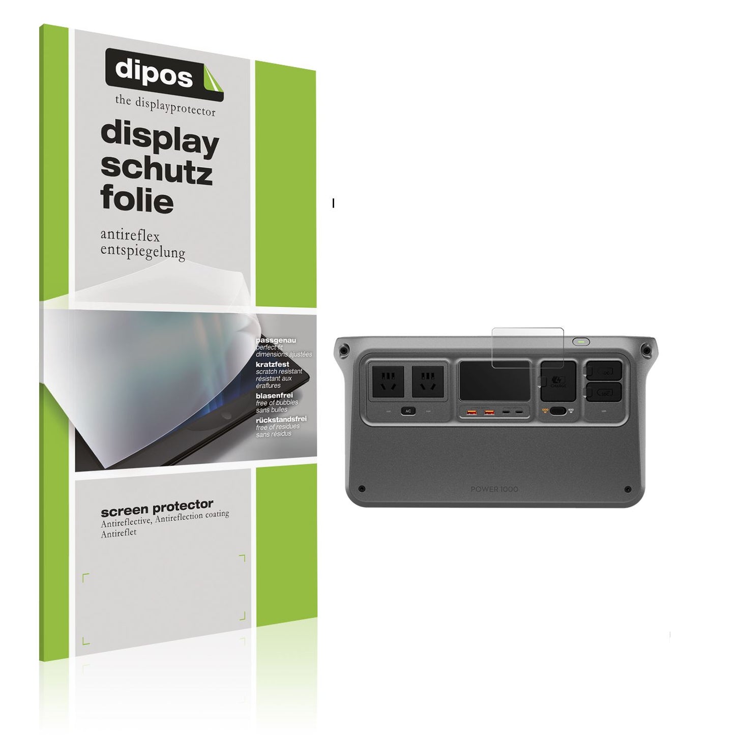Matte Displayschutzfolie von dipos passend für DJI Power 1000, präziser Zuschnitt und blasenfrei montiert