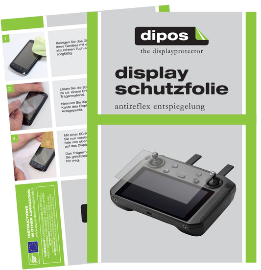 Matte Displayschutzfolie von dipos passend für DJI Smart Controller, präziser Zuschnitt und blasenfrei montiert
