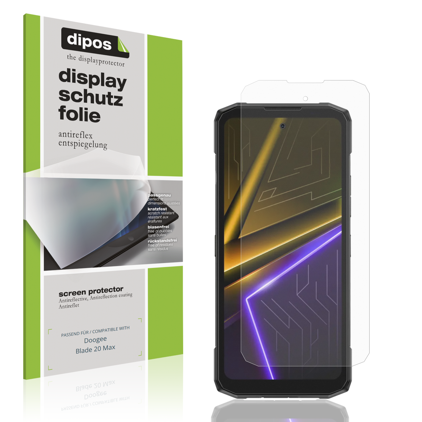 Matte Displayschutzfolie von dipos passend für Doogee Blade 20 Max, präziser Zuschnitt und blasenfrei montiert