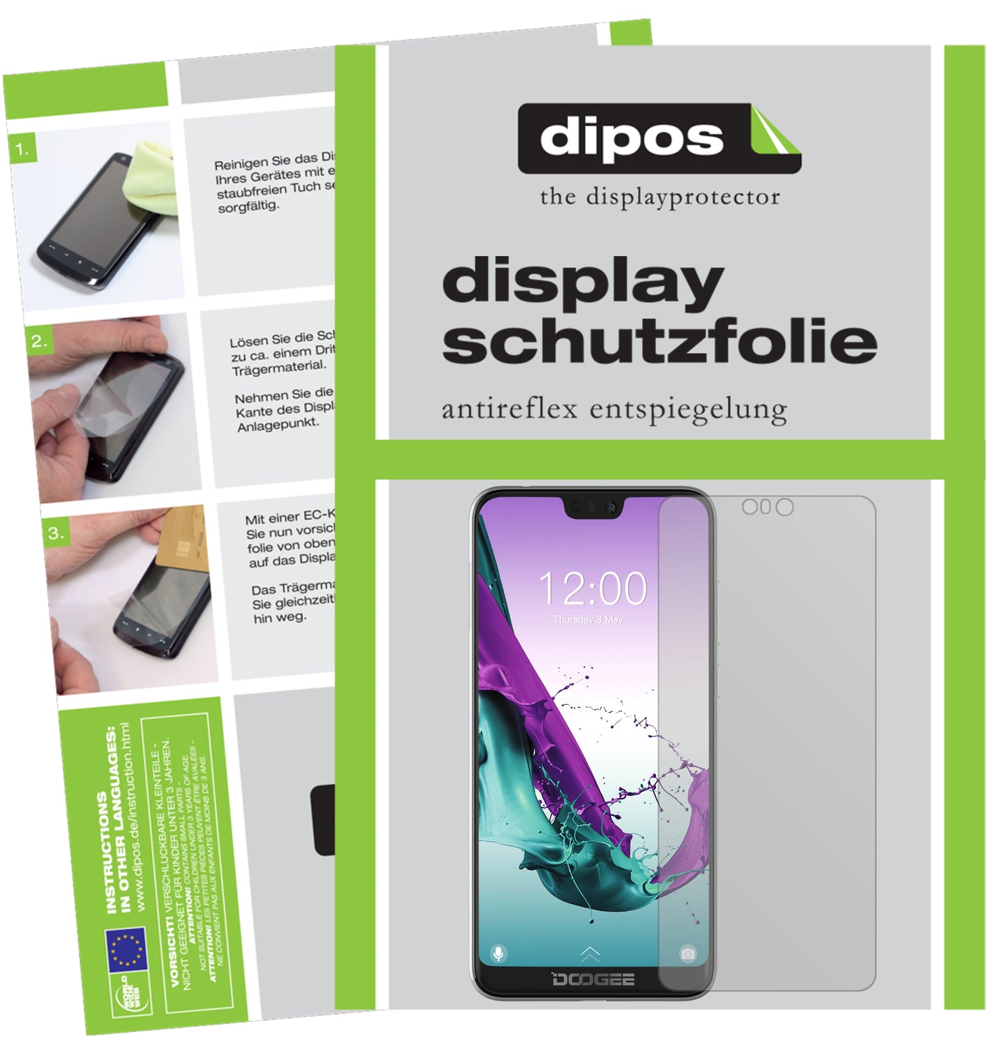 Matte Displayschutzfolie von dipos passend für Doogee N10, präziser Zuschnitt und blasenfrei montiert