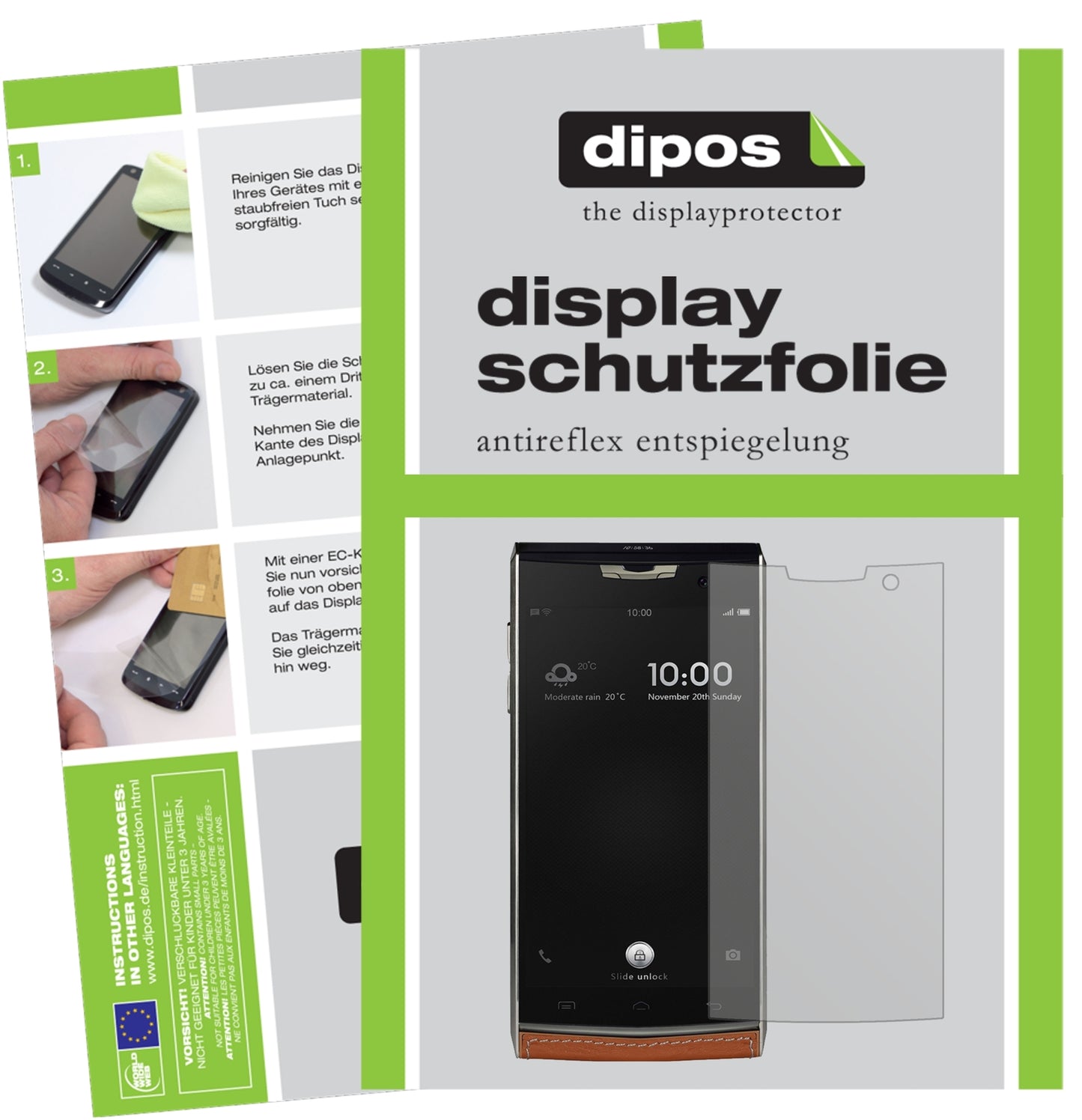 Matte Displayschutzfolie von dipos passend für Doogee T3, präziser Zuschnitt und blasenfrei montiert