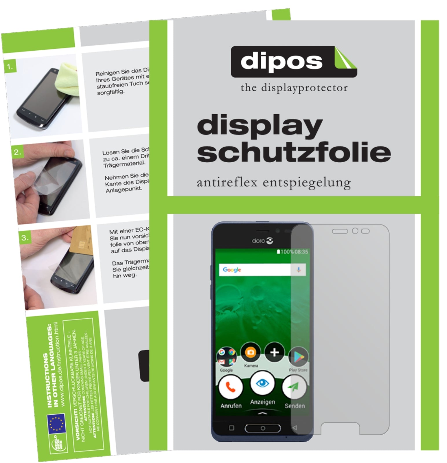 Matte Displayschutzfolie von dipos passend für Doro 8035, präziser Zuschnitt und blasenfrei montiert