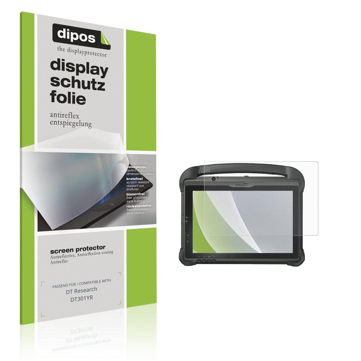 Matte Displayschutzfolie von dipos passend für DT Research DT301YR, präziser Zuschnitt und blasenfrei montiert