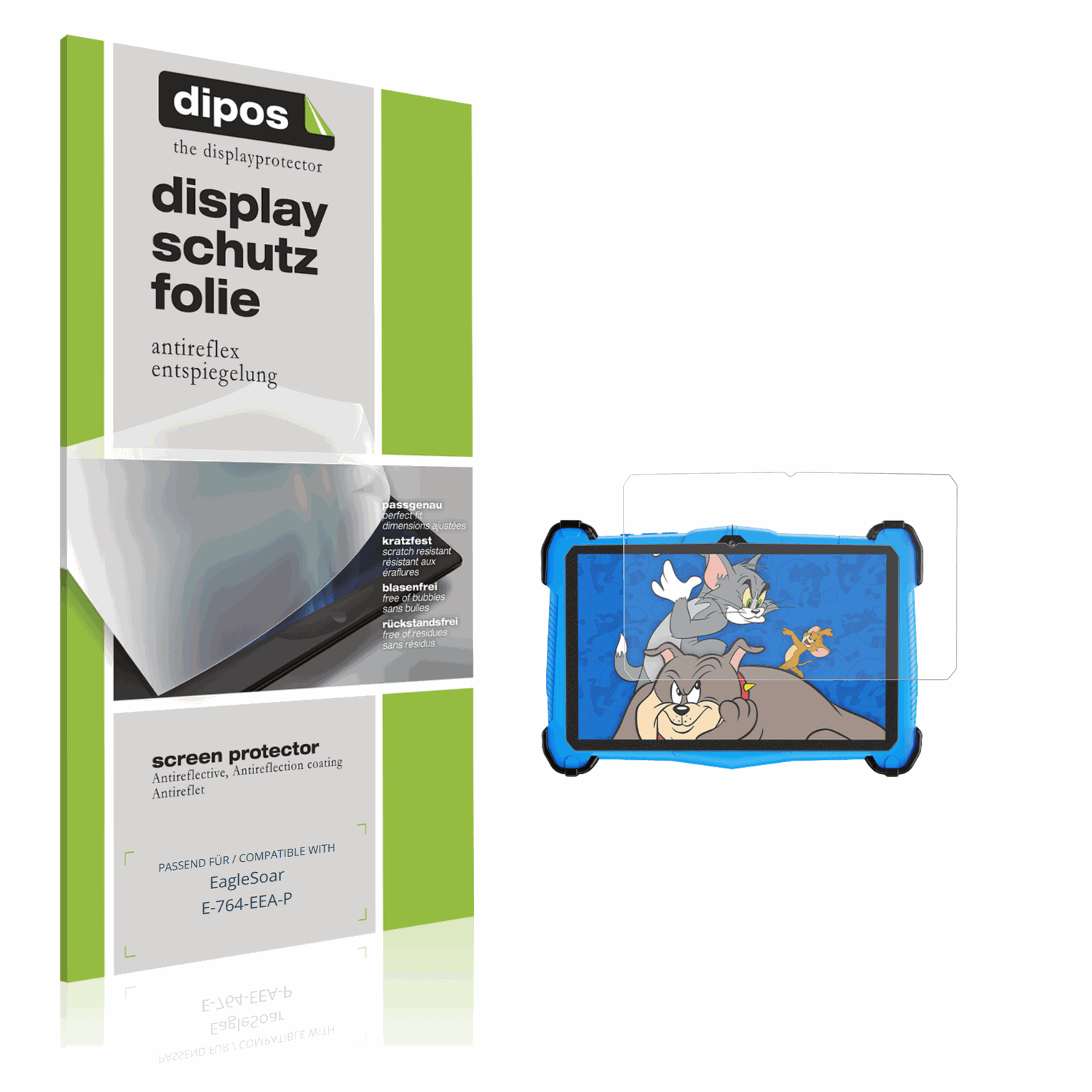 Matte Displayschutzfolie von dipos passend für EagleSoar E-764-EEA-P, präziser Zuschnitt und blasenfrei montiert