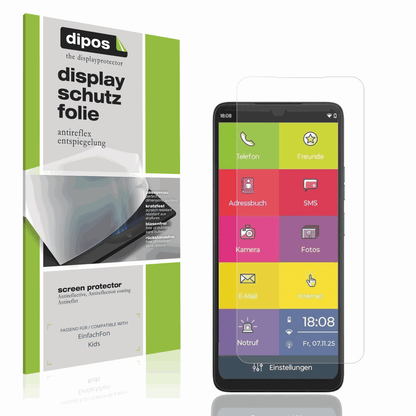 Matte Displayschutzfolie von dipos passend für EinfachFon Kids, präziser Zuschnitt und blasenfrei montiert