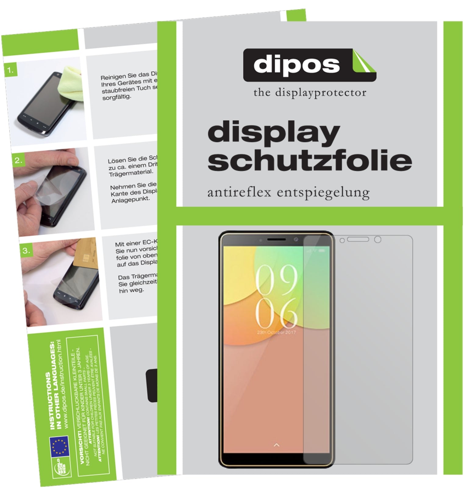 Matte Displayschutzfolie von dipos passend für Elephone A2, präziser Zuschnitt und blasenfrei montiert