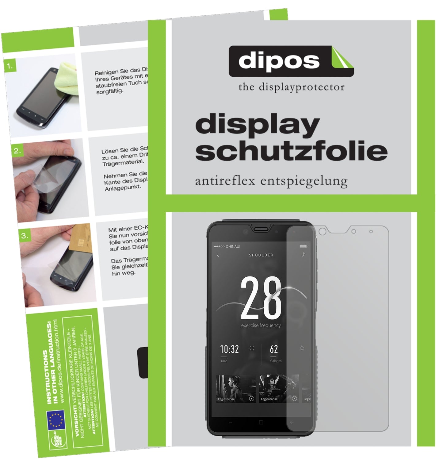 Matte Displayschutzfolie von dipos passend für Elephone Fighter, präziser Zuschnitt und blasenfrei montiert