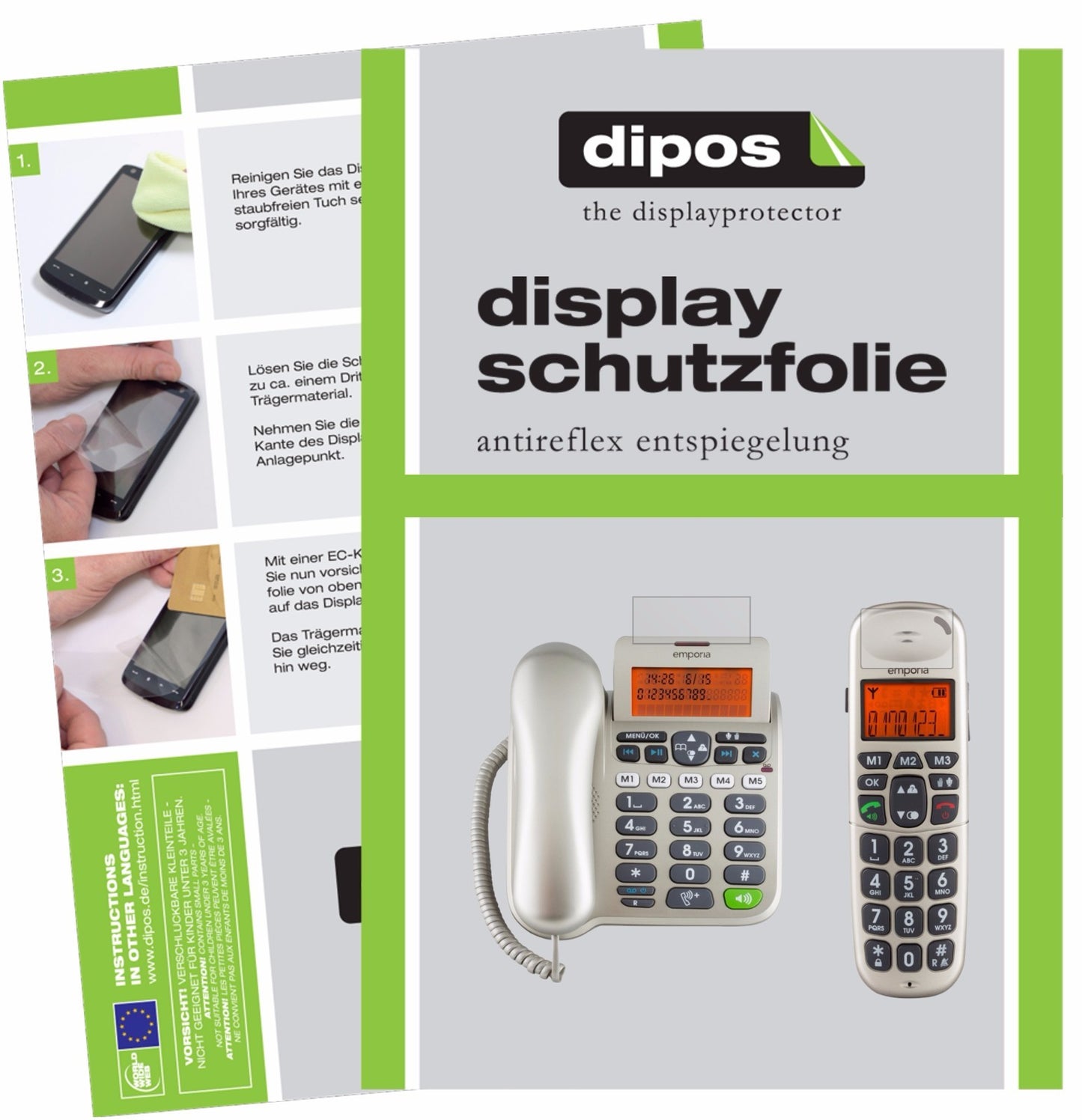 Matte Displayschutzfolie von dipos passend für Emporia D40 ABB, präziser Zuschnitt und blasenfrei montiert