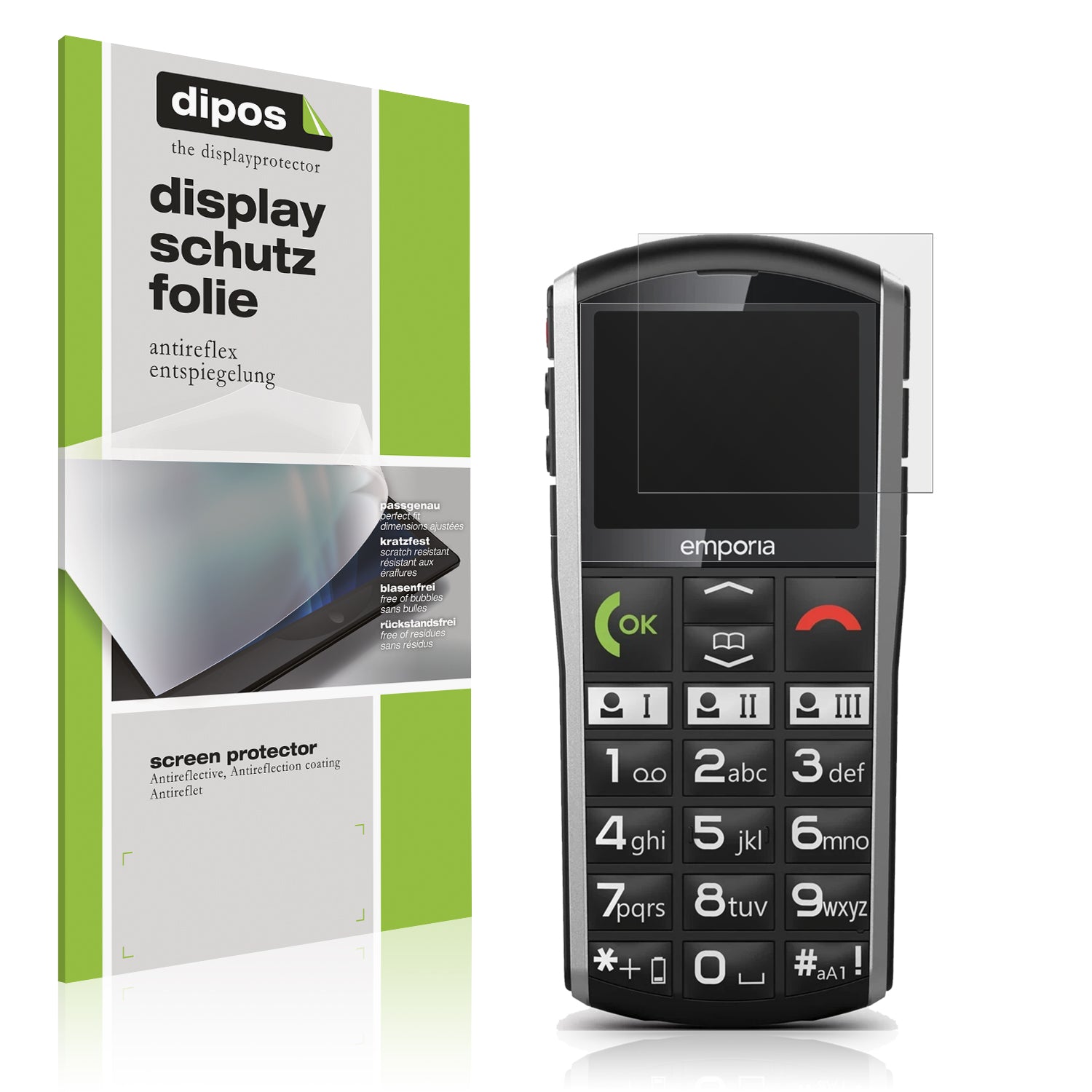 Matte Displayschutzfolie von dipos passend für emporia Simplicity, präziser Zuschnitt und blasenfrei montiert