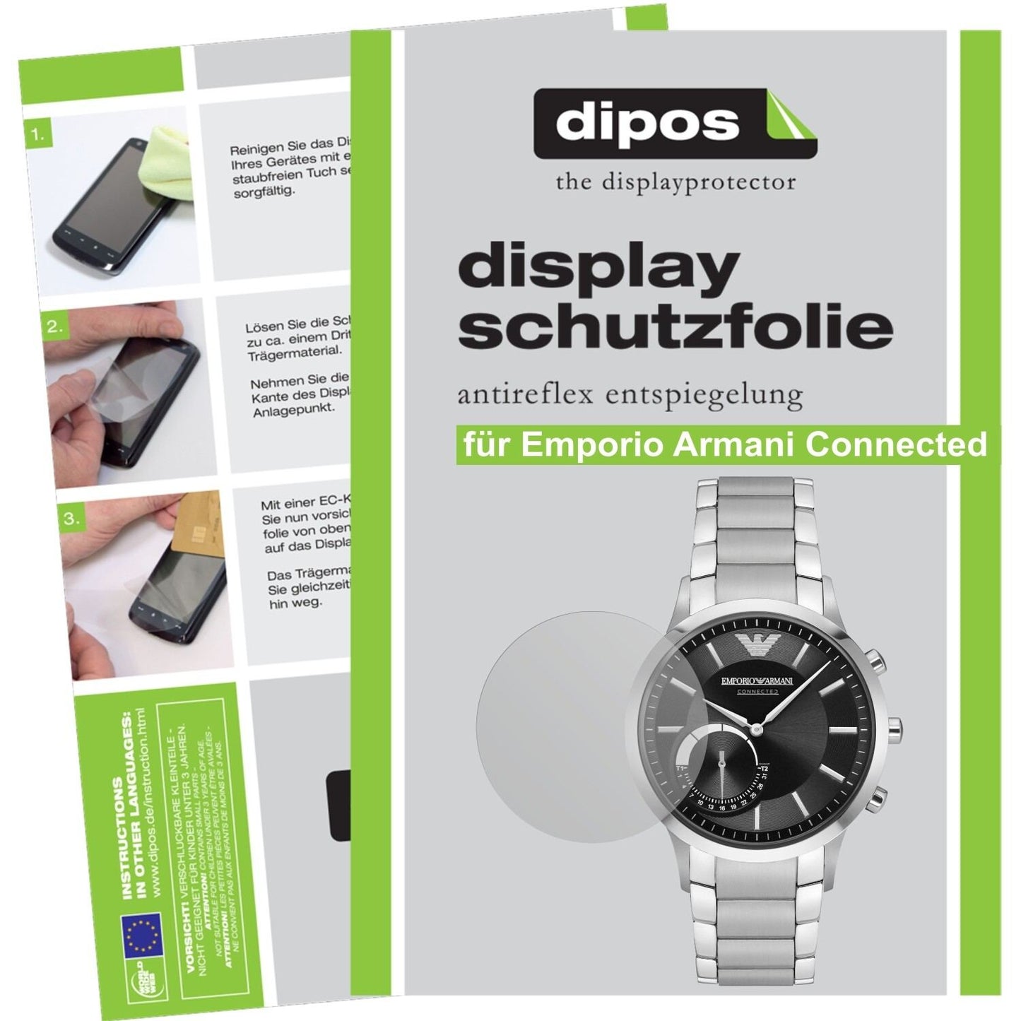 Matte Displayschutzfolie von dipos passend für Emporio Armani Connected, präziser Zuschnitt und blasenfrei montiert