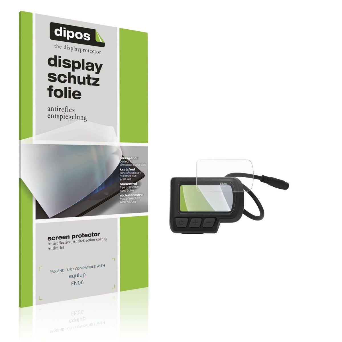 Matte Displayschutzfolie von dipos passend für equlup EN06, präziser Zuschnitt und blasenfrei montiert
