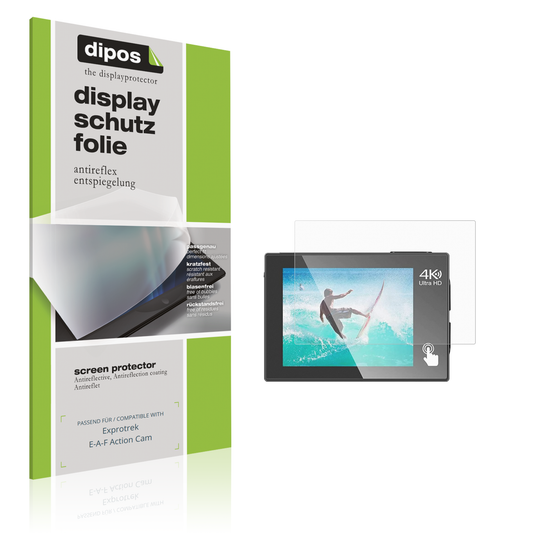 Matte Displayschutzfolie von dipos passend für Exprotrek E-A-F Action Cam, präziser Zuschnitt und blasenfrei montiert