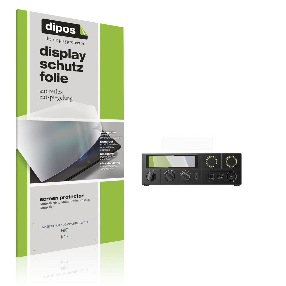 Matte Displayschutzfolie von dipos passend für FiiO K17, präziser Zuschnitt und blasenfrei montiert