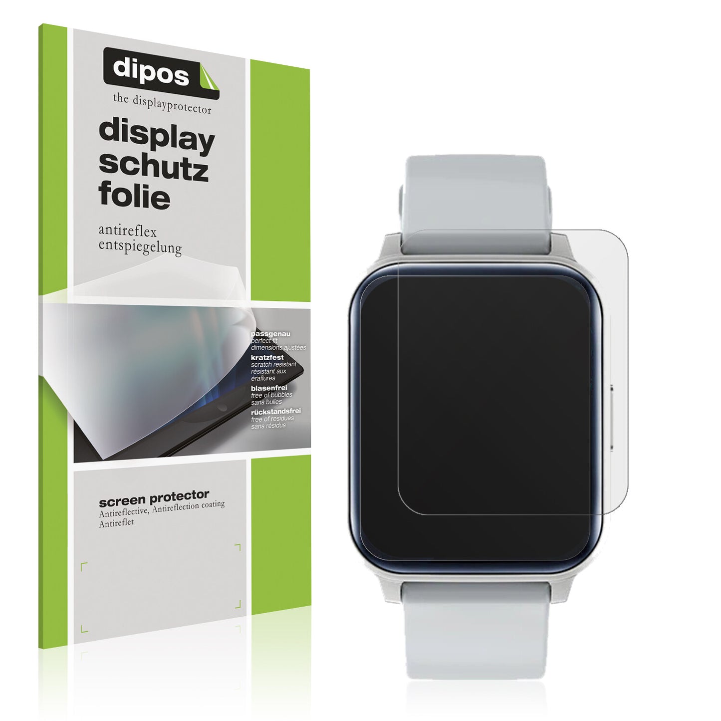 Matte Displayschutzfolie von dipos passend für Fireboltt Ninja 3, präziser Zuschnitt und blasenfrei montiert