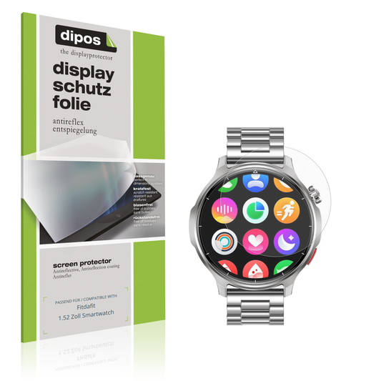 Matte Displayschutzfolie von dipos passend für Fitdafit 1.52 Zoll Smartwatch, präziser Zuschnitt und blasenfrei montiert