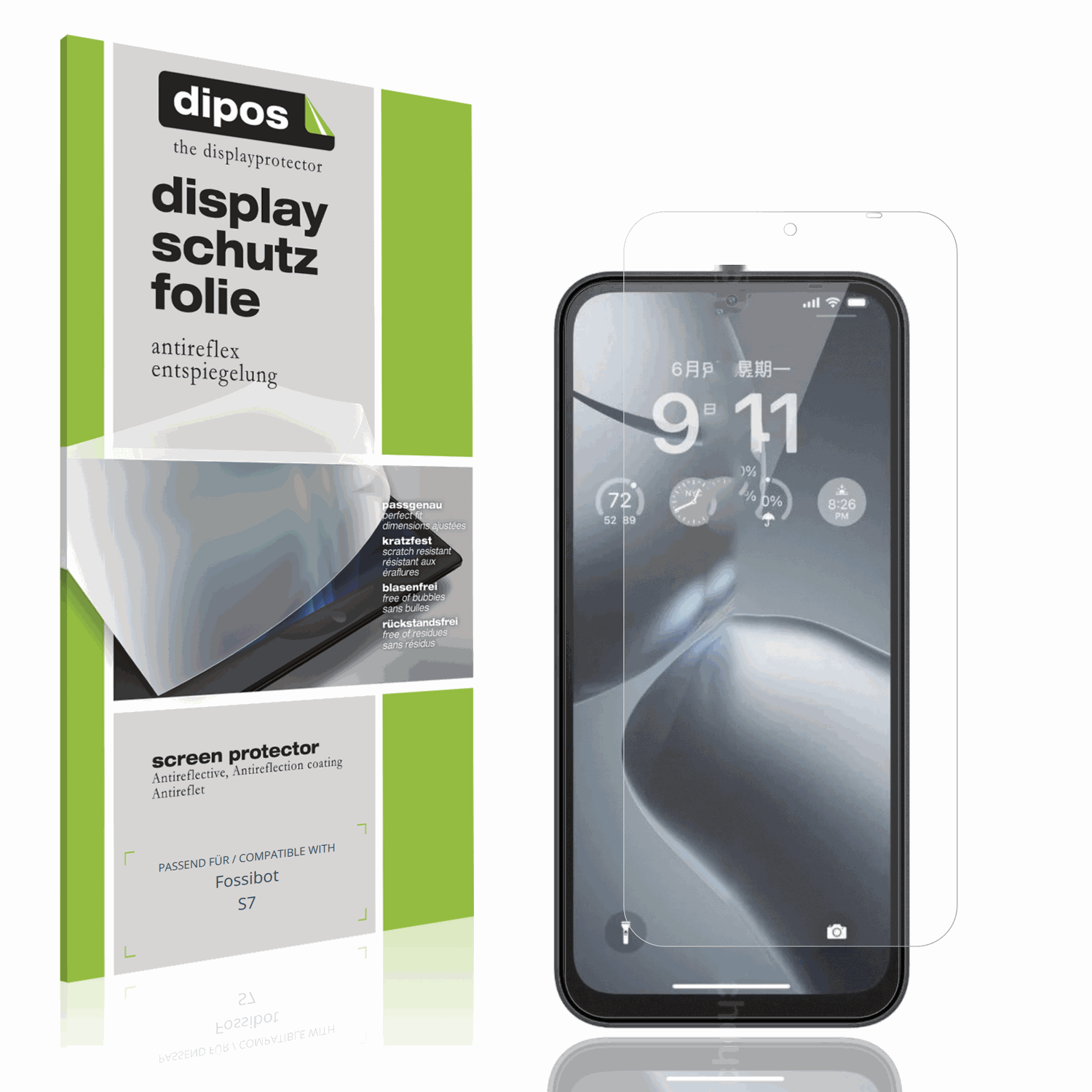 Matte Displayschutzfolie von dipos passend für Fossibot S7, präziser Zuschnitt und blasenfrei montiert