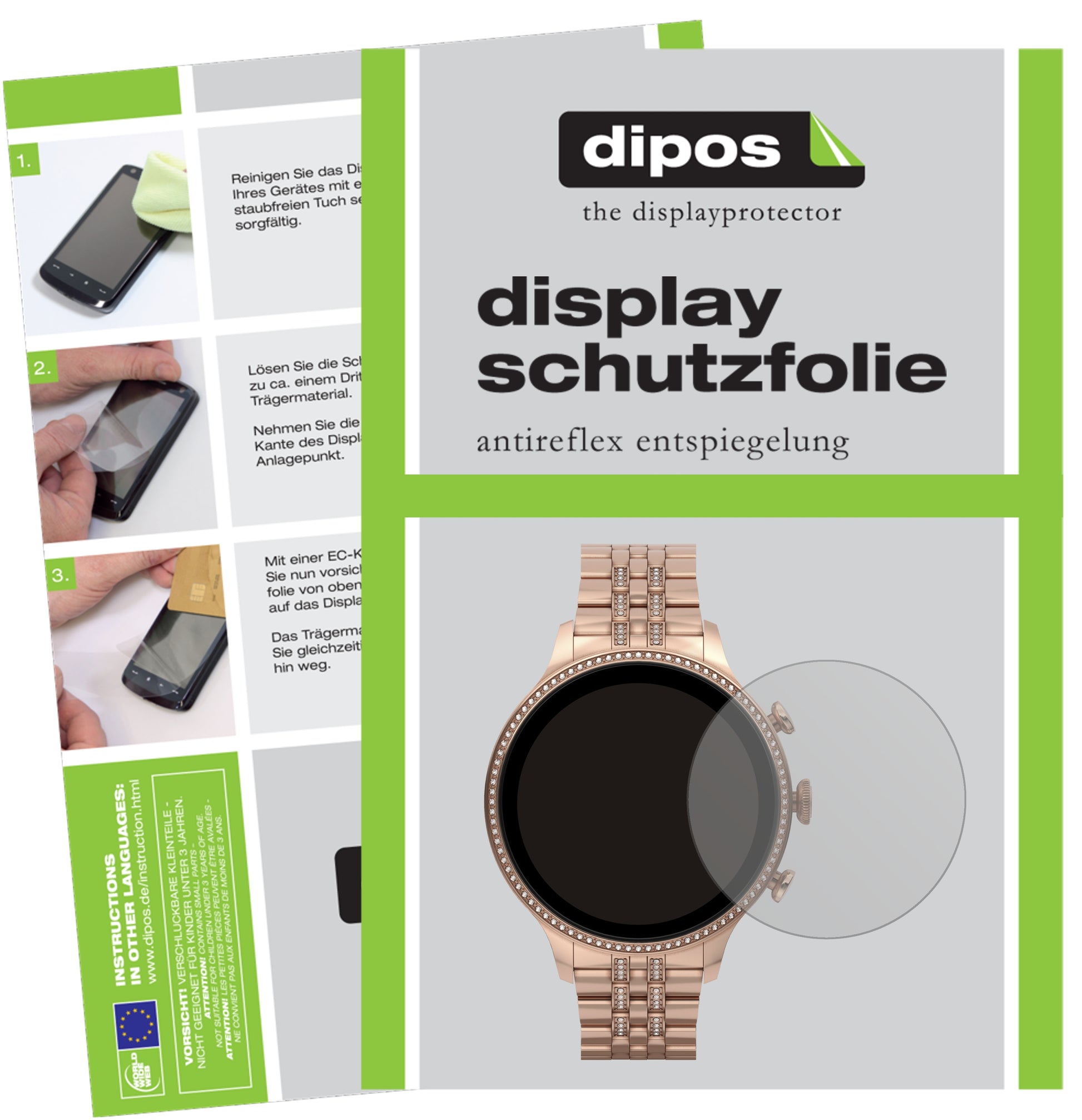 Matte Displayschutzfolie von dipos passend für Fossil Gen 6 (42 mm) Smartwatch, präziser Zuschnitt und blasenfrei montiert