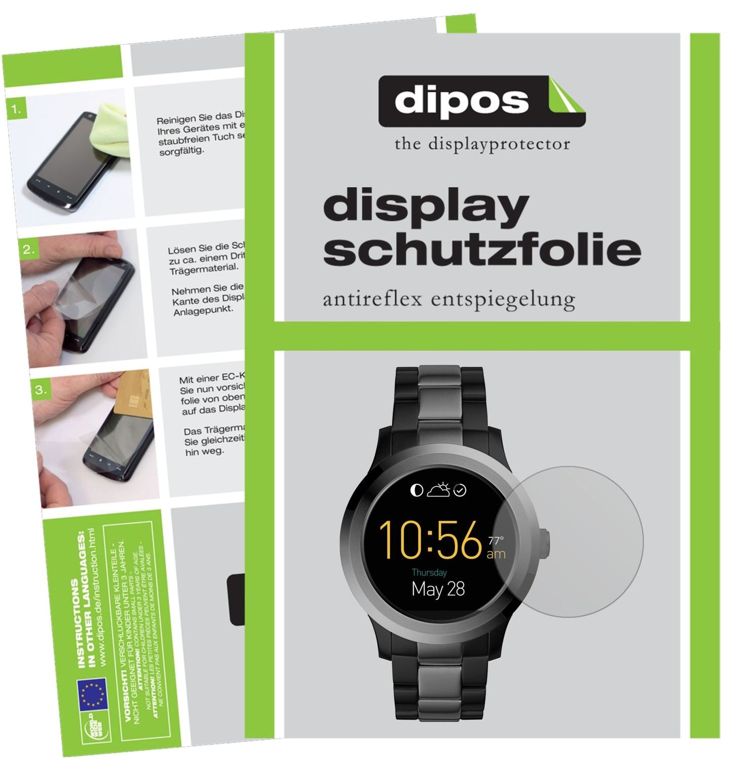 Matte Displayschutzfolie von dipos passend für Fossil Q Modern Pursuit, präziser Zuschnitt und blasenfrei montiert