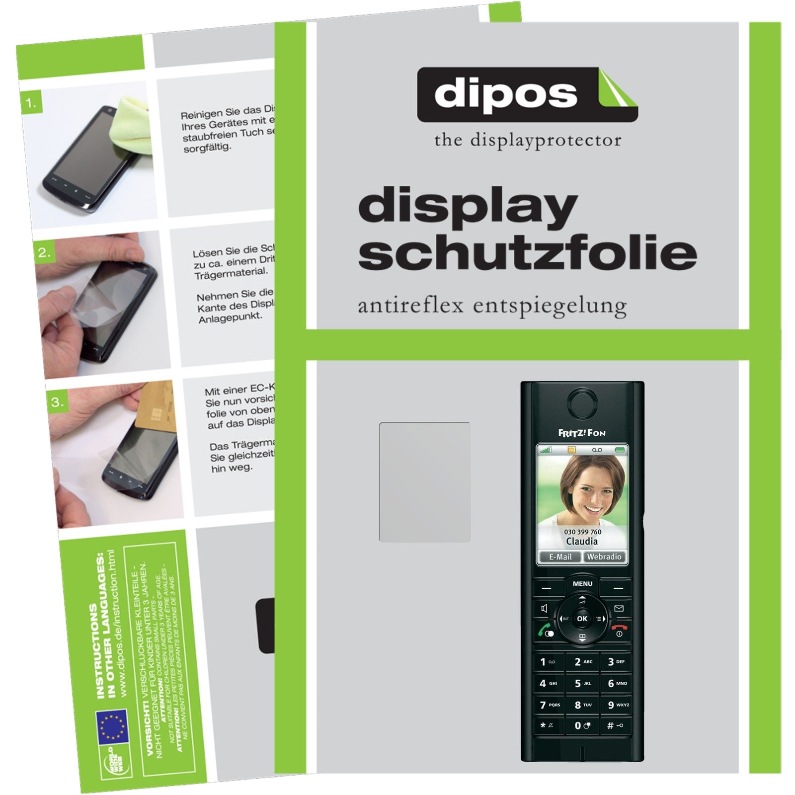 Matte Displayschutzfolie von dipos passend für Fritz!Fon MT-F AVM, präziser Zuschnitt und blasenfrei montiert