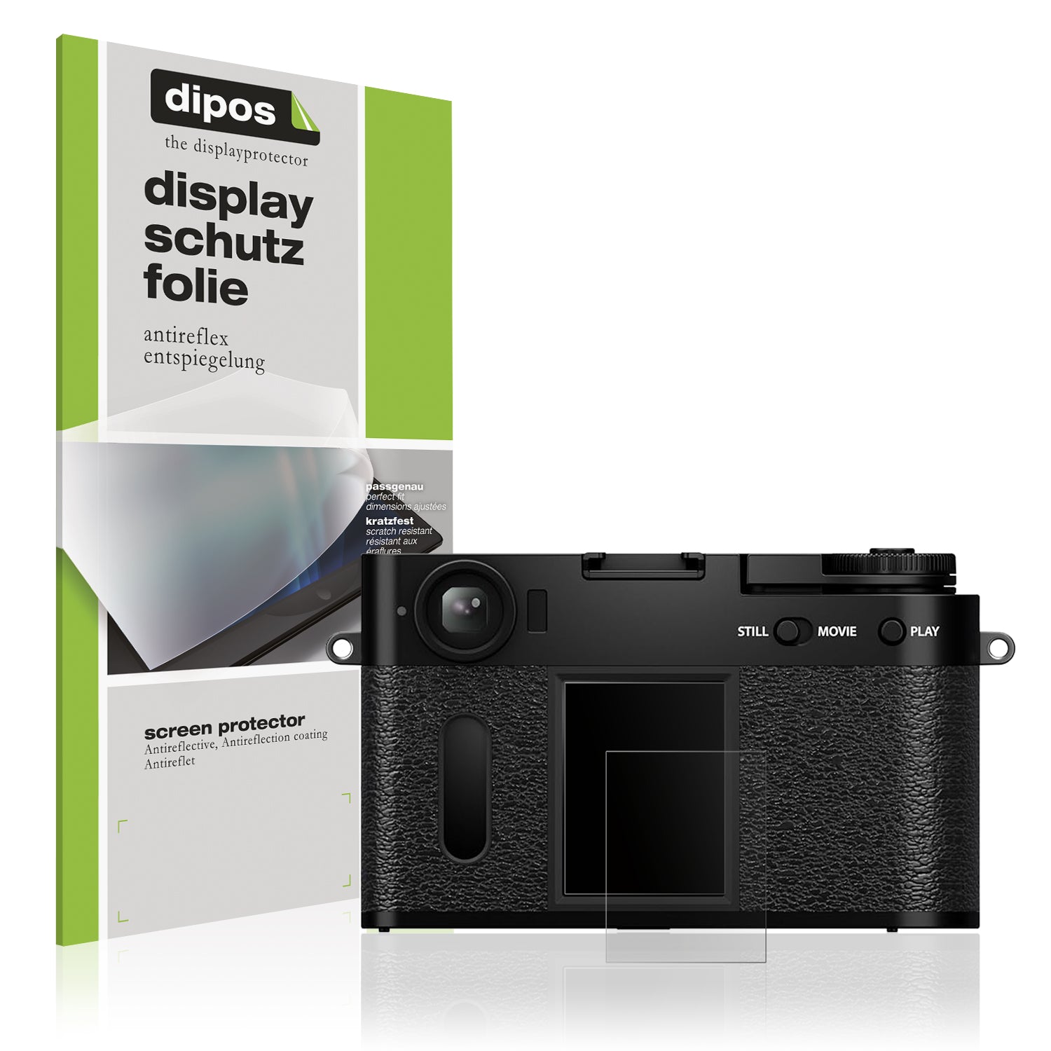 Matte Displayschutzfolie von dipos passend für Fujifilm X-HF1, präziser Zuschnitt und blasenfrei montiert