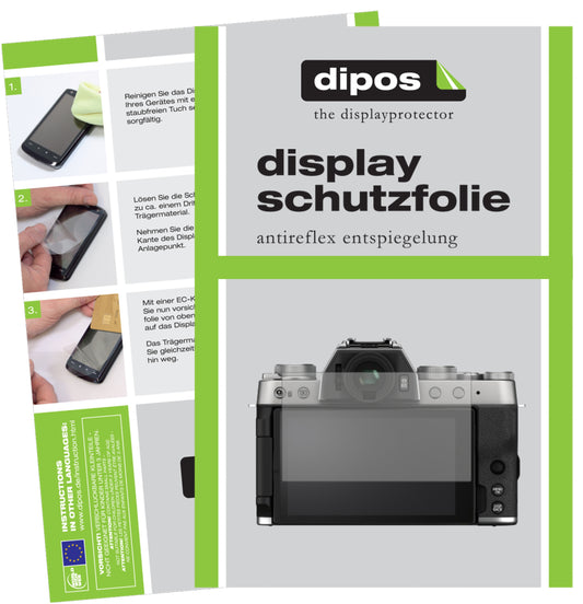 Matte Displayschutzfolie von dipos passend für Fujifilm X-T200, präziser Zuschnitt und blasenfrei montiert