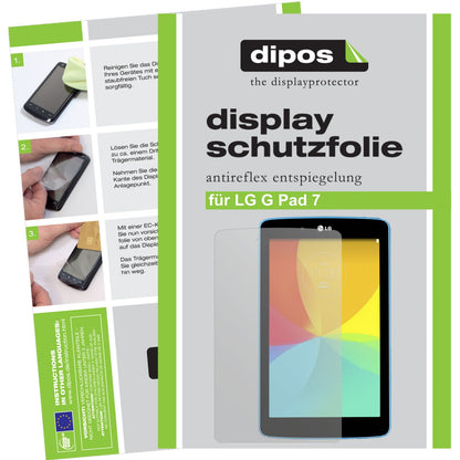 Matte Displayschutzfolie von dipos passend für G Pad 7.0 LG, präziser Zuschnitt und blasenfrei montiert