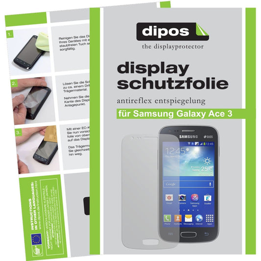 Matte Displayschutzfolie von dipos passend für Galaxy Ace 3 Samsung, präziser Zuschnitt und blasenfrei montiert