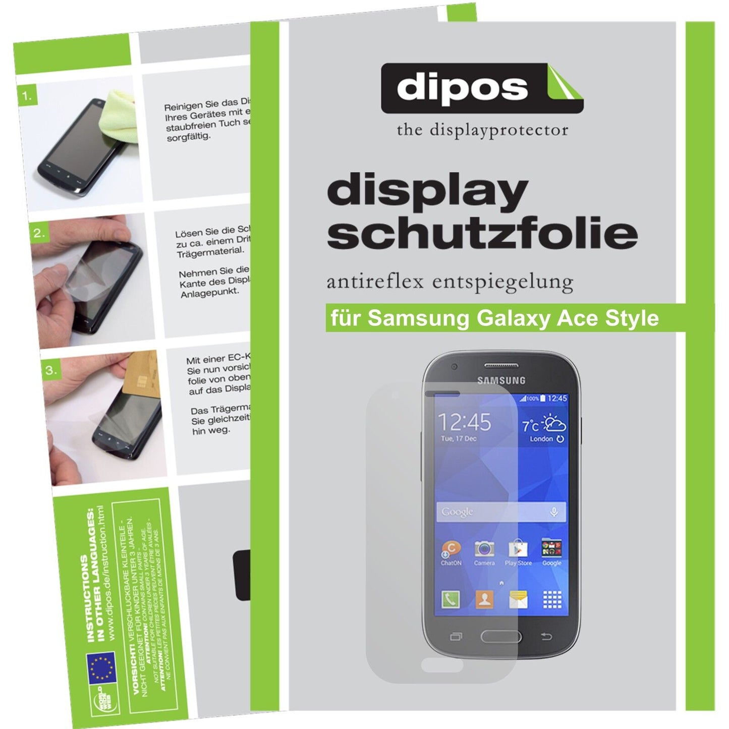 Matte Displayschutzfolie von dipos passend für Galaxy Ace Style Samsung, präziser Zuschnitt und blasenfrei montiert