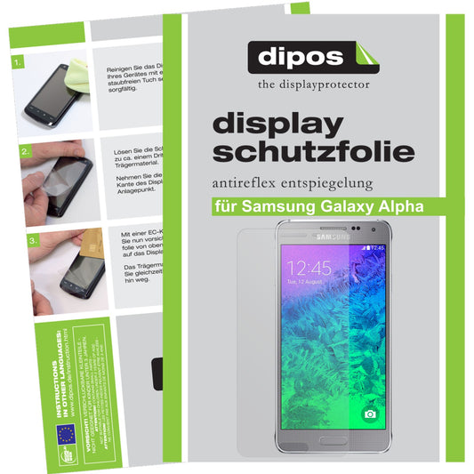 Matte Displayschutzfolie von dipos passend für Galaxy Alpha Samsung, präziser Zuschnitt und blasenfrei montiert