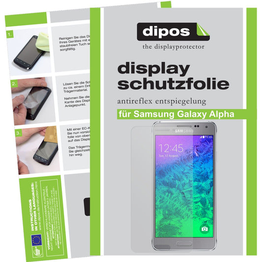 Matte Displayschutzfolie von dipos passend für Galaxy Alpha Samsung, präziser Zuschnitt und blasenfrei montiert