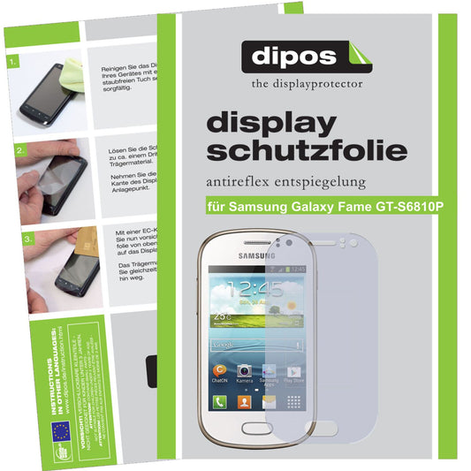 Matte Displayschutzfolie von dipos passend für Galaxy Fame GT-S6810P Samsung, präziser Zuschnitt und blasenfrei montiert